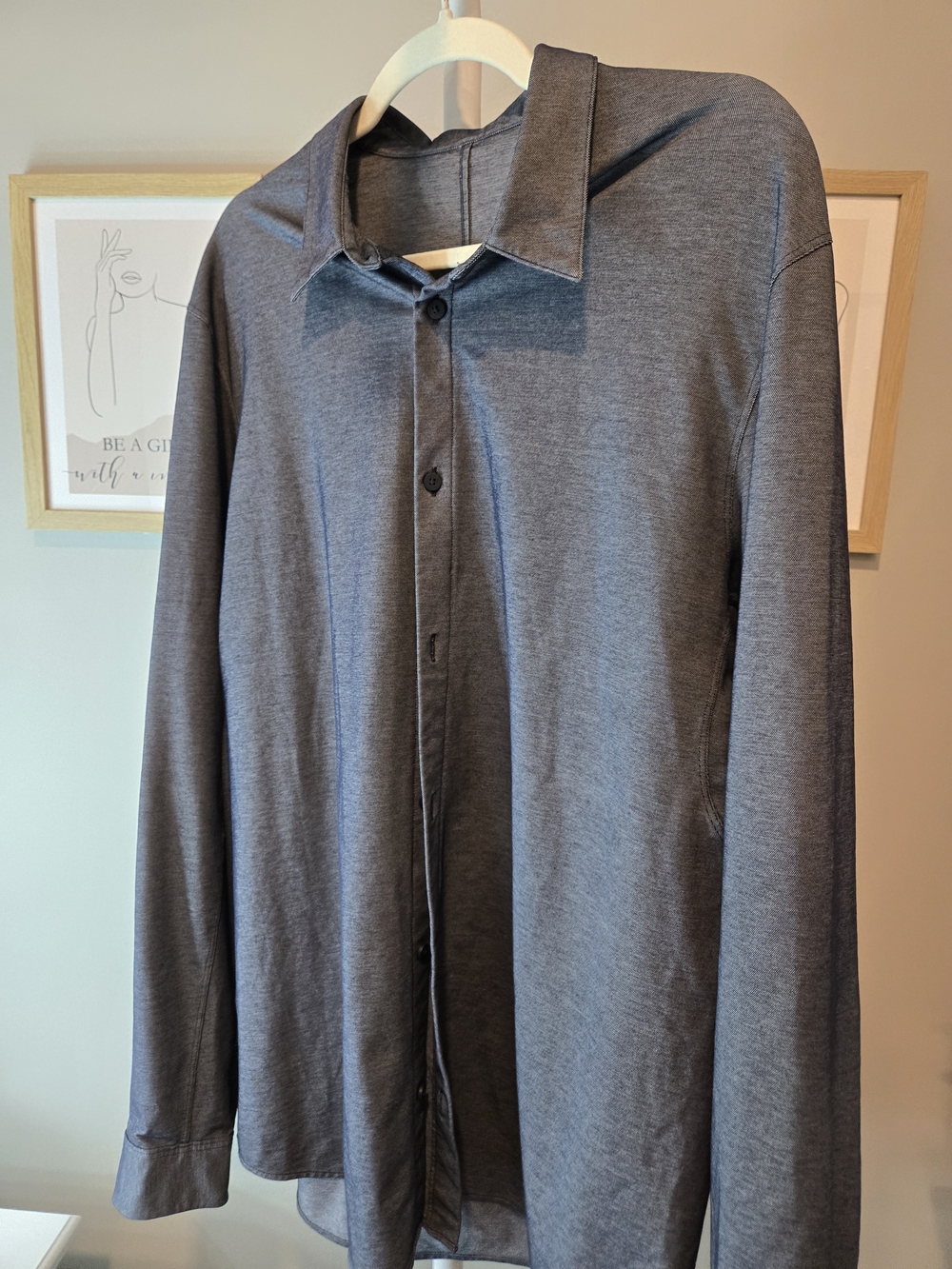 lululemon athletica Men's Heather Gray Button-Down Shirt